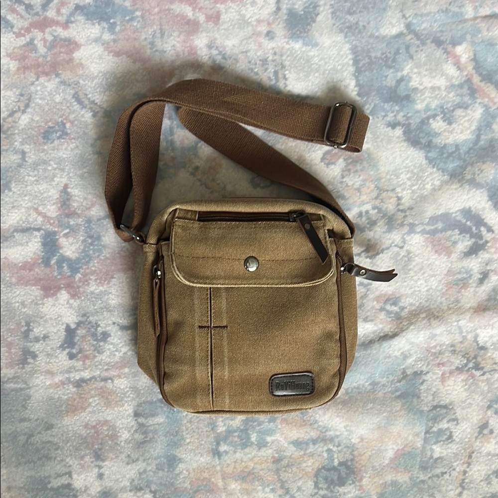Brown Canvas Crossbody Bag
